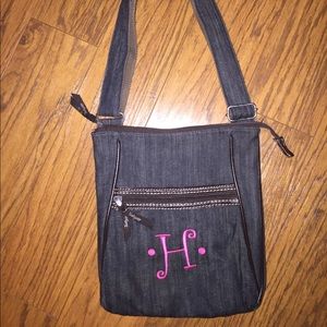 Thirty One Crossbody Denim Embroidered purse