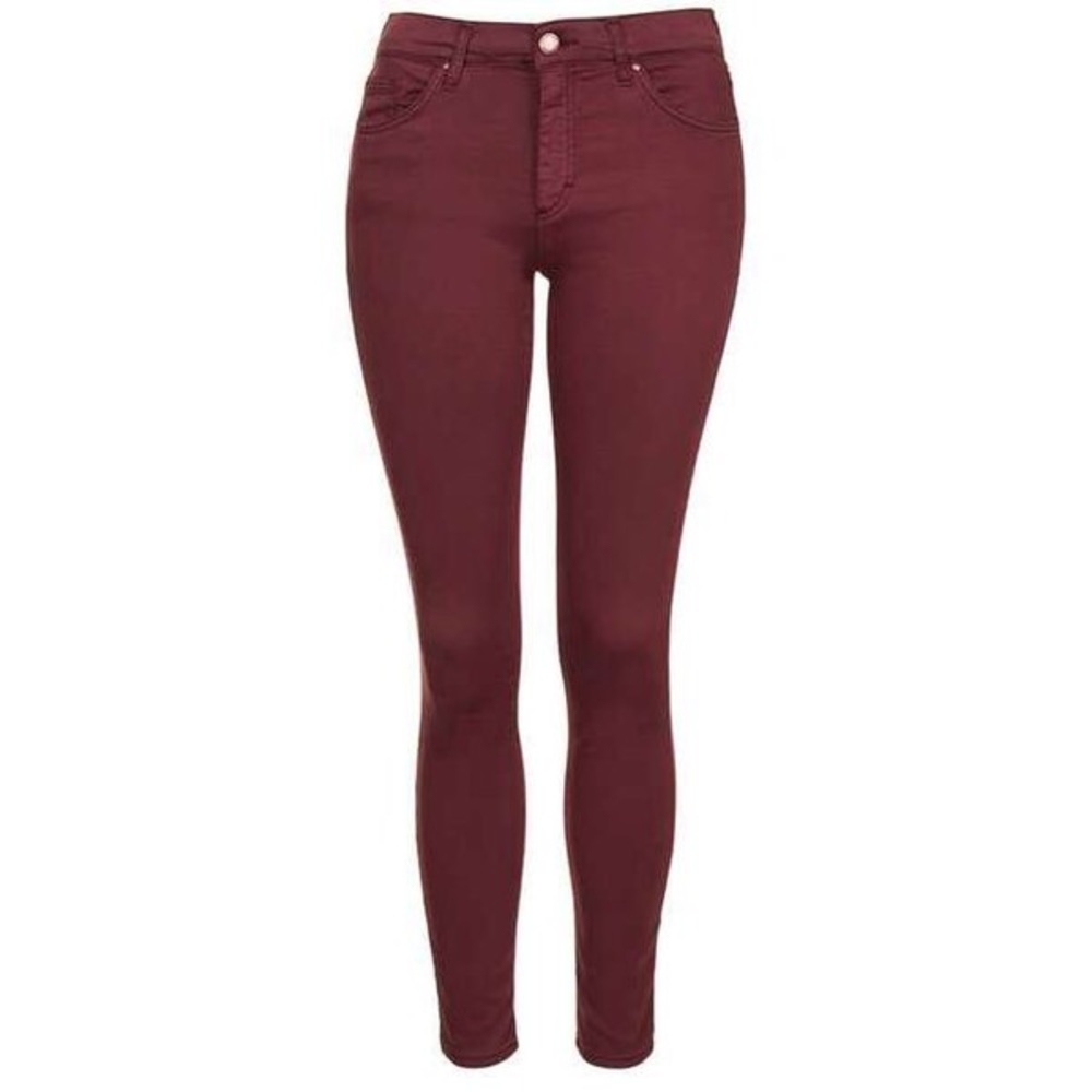 Moto Burgundy Leigh Skinny Jeans, Topshop