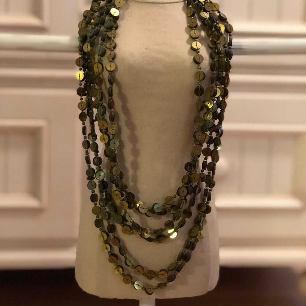 Layered Sequin Olive Necklace