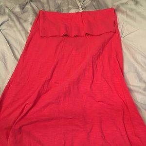 Bright pink cotton Lularoe maxi skirt