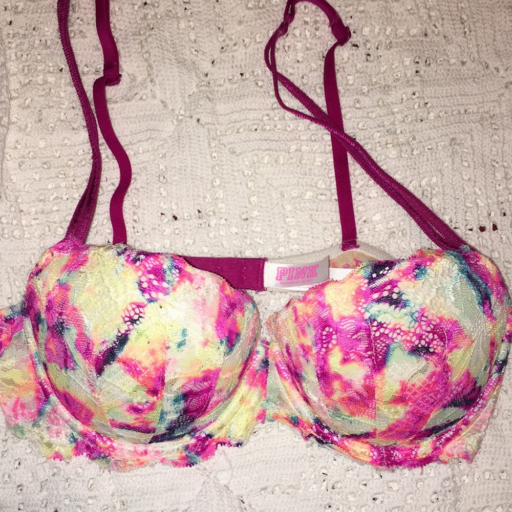 Pink Victoria’s Secret Floral Bra