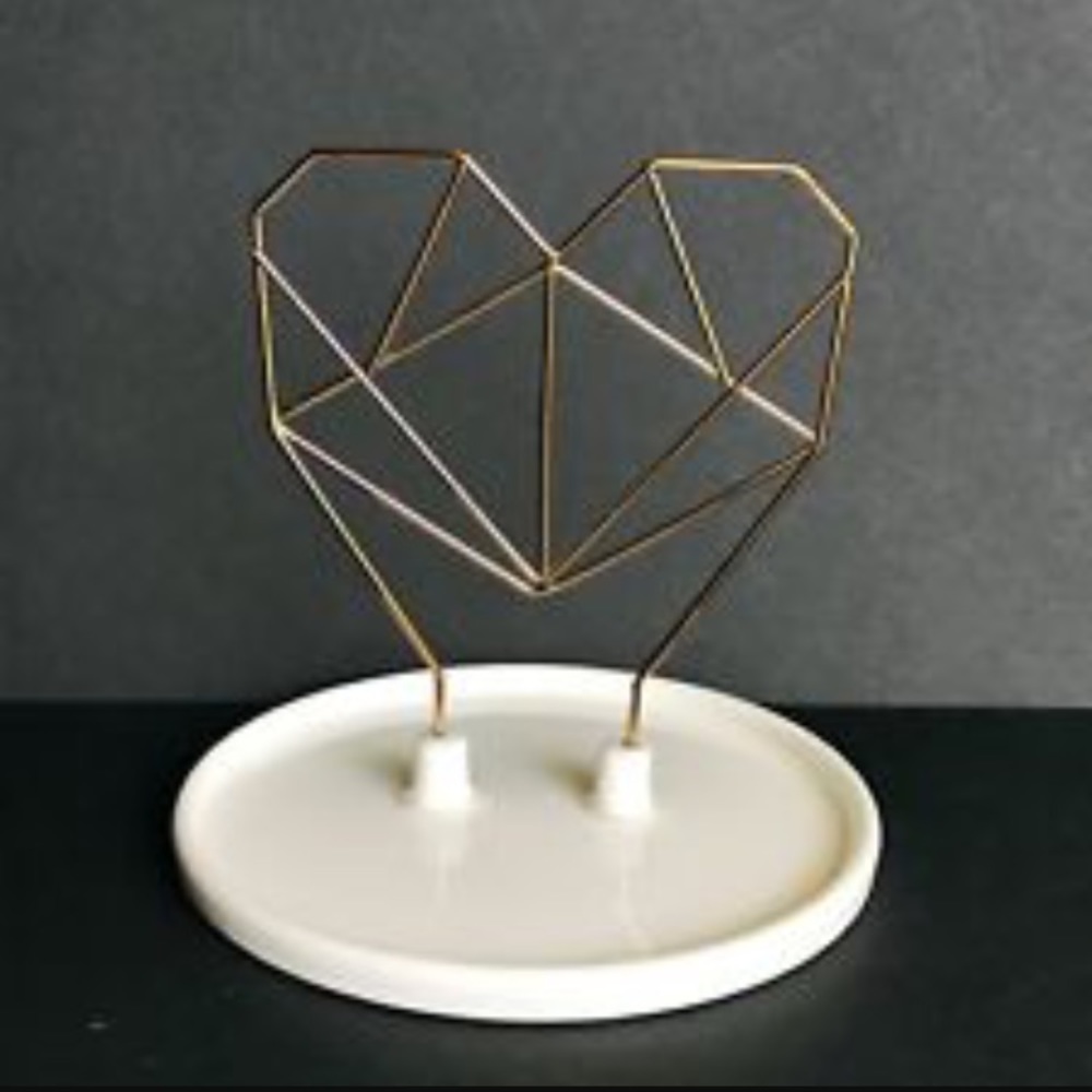 imm Gold Heart & Ceramic Dish Jewelry Holder NIB