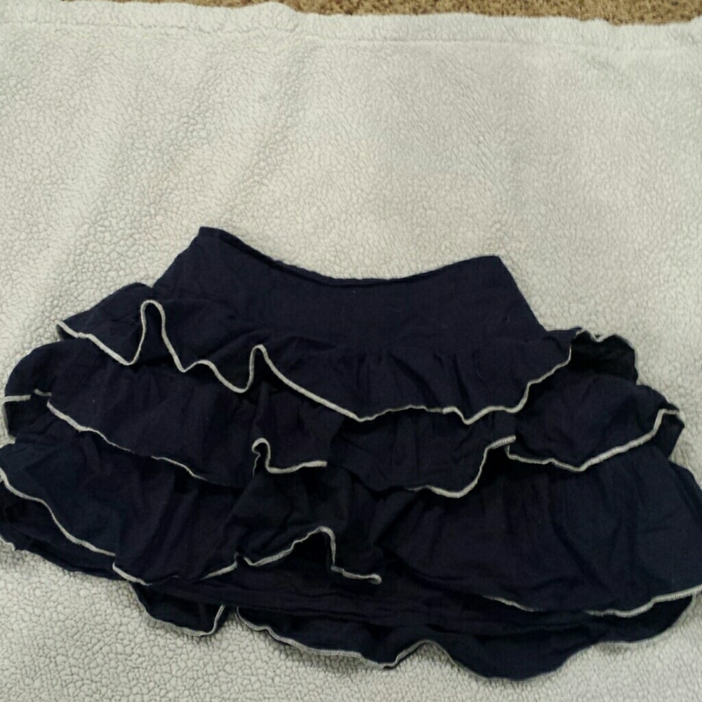 Navy tiered ruffle skirt