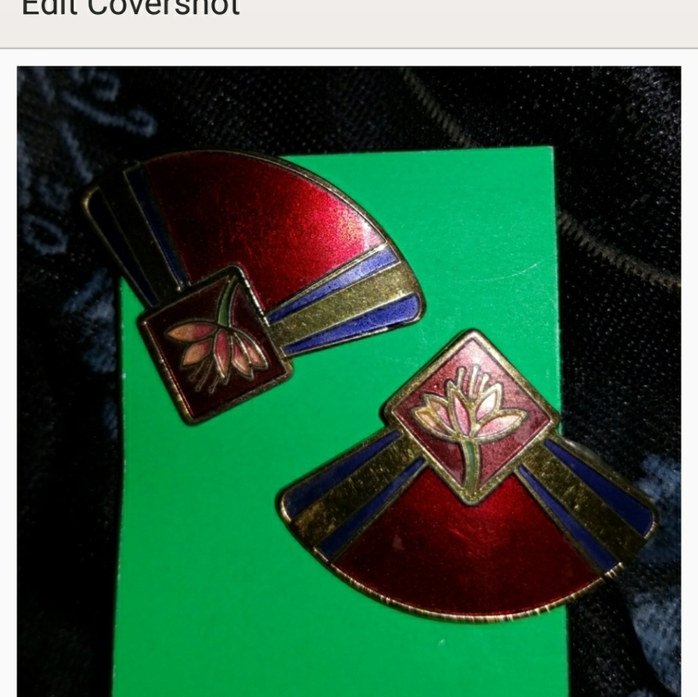 Laurel Burch Water Lily Vintage Earrings
