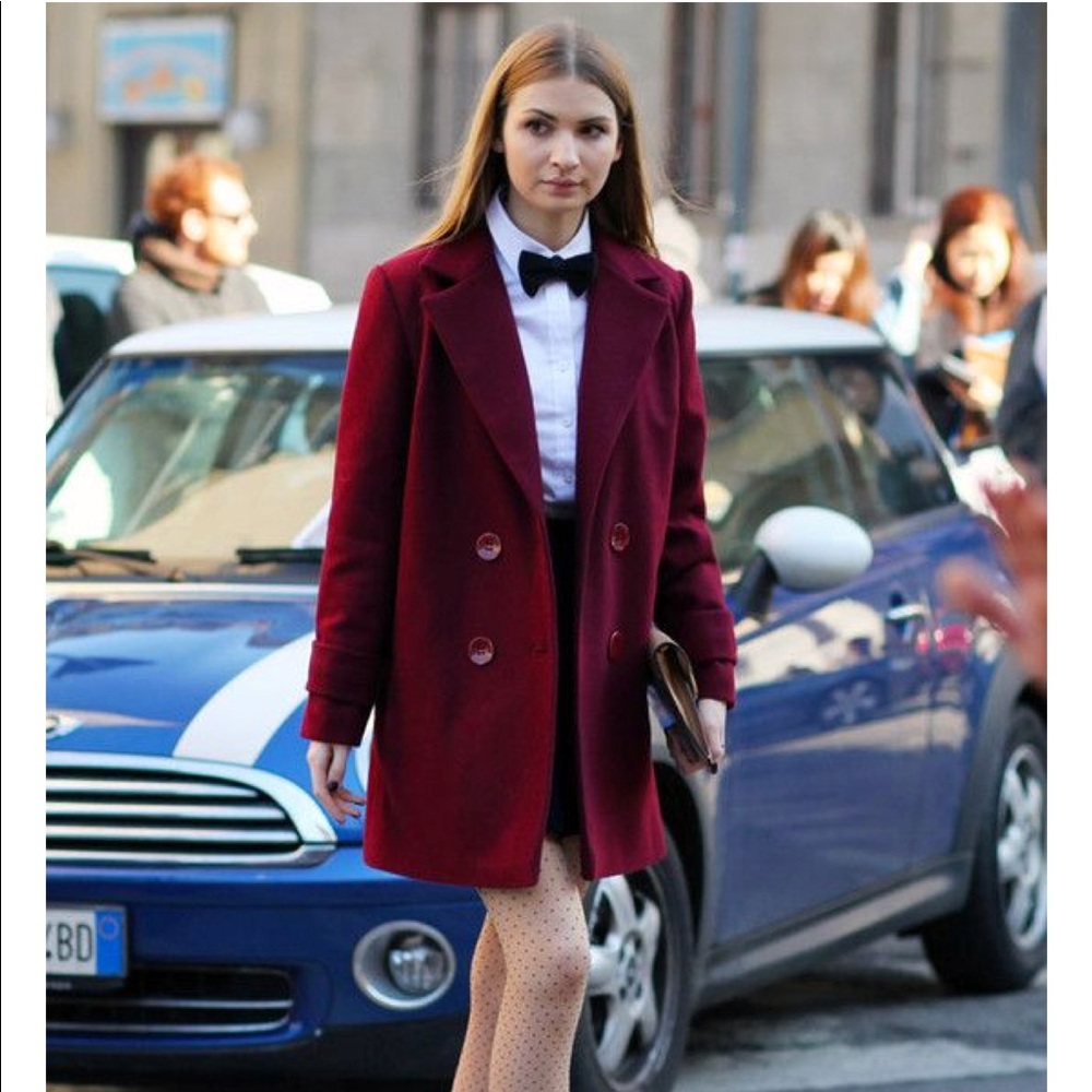 Juicy Couture Velvet Burgundy Pea Coat Size L