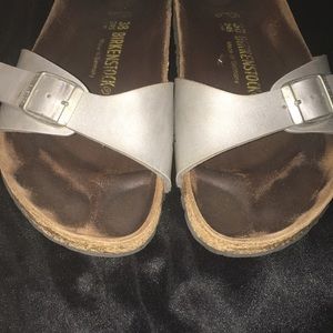 Used Madrid Birko-Flor Silver Birkenstocks