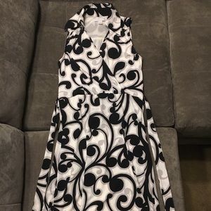 Black, Gray and White Low-Cut Dress