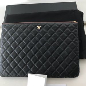 Chanel O Case Large Black Caviar