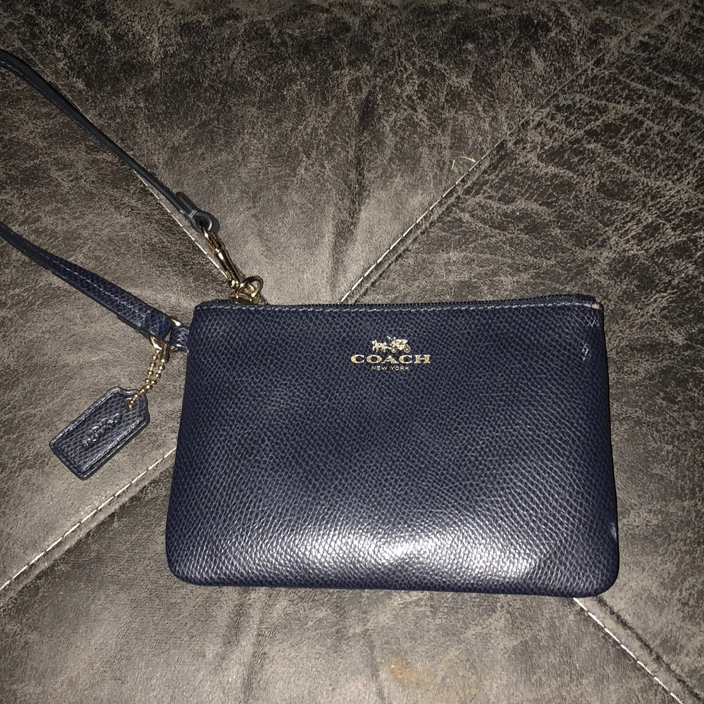 Navy Blue Coach Wristlet