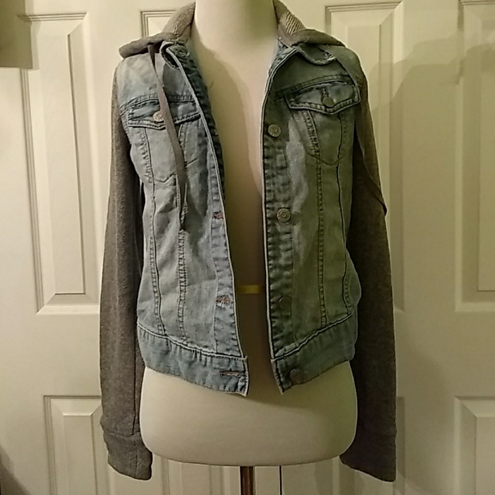 MUDD Knit Sleeve Jean Jacket