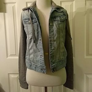 MUDD Knit Sleeve Jean Jacket
