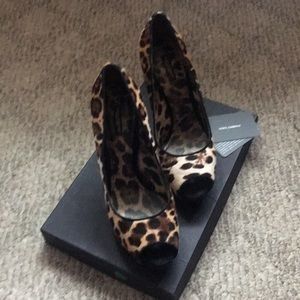 D & G chamois leather, leopard print  stilettos