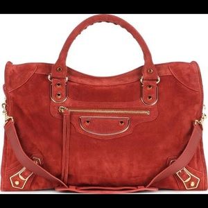 Balenciaga, Classic Metallic Edge City Suede Tote