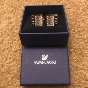 BRAND NEW SWAROVSKI MENS BLACK DIAMOND CUFFLINKS