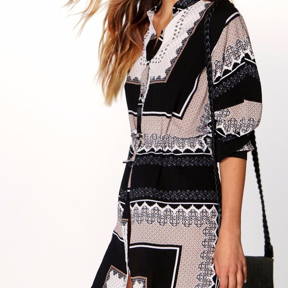 Pattern Print Shirt Dress