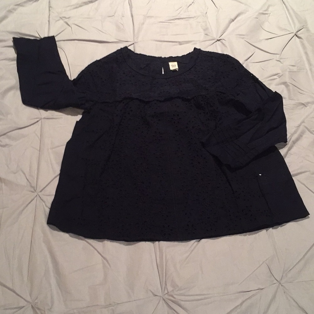 Navy eyelet blouse