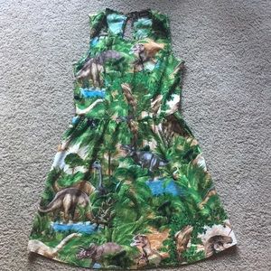 Dinosaur retro dress with pockets size Large