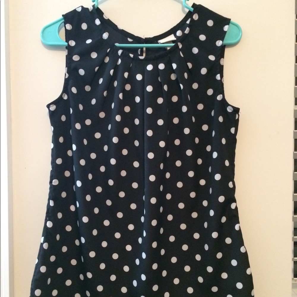 Black and white polka dot tank