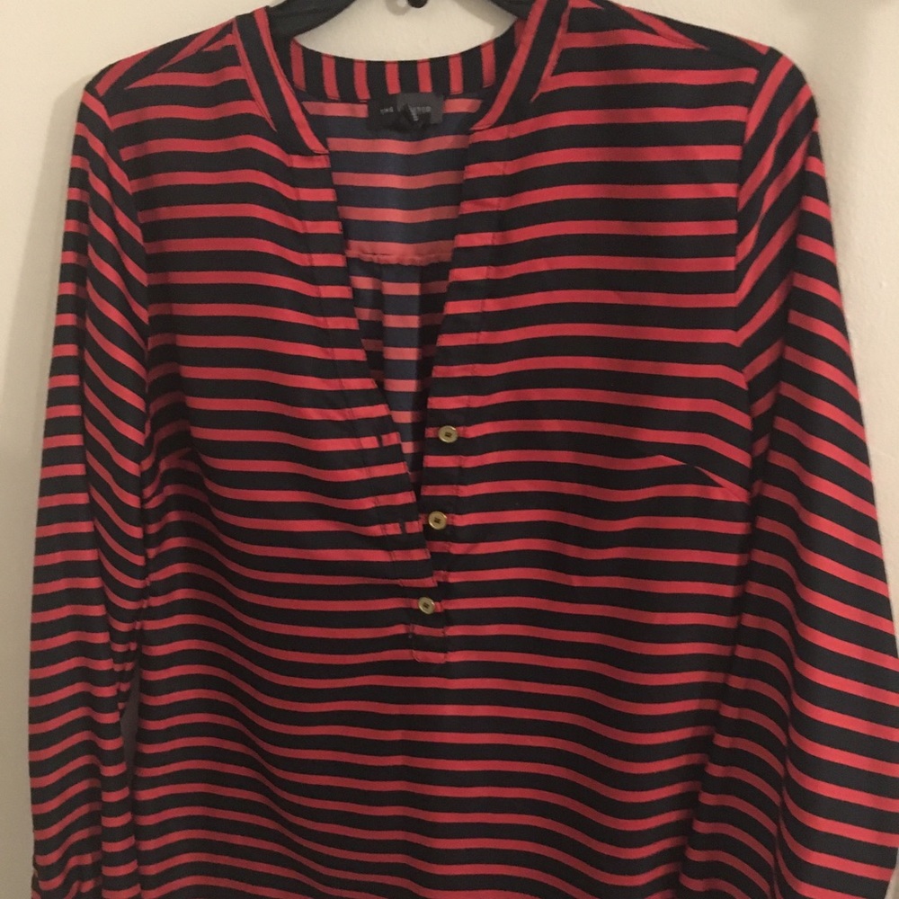 DONATING SOON! limited navy & red striped blouse