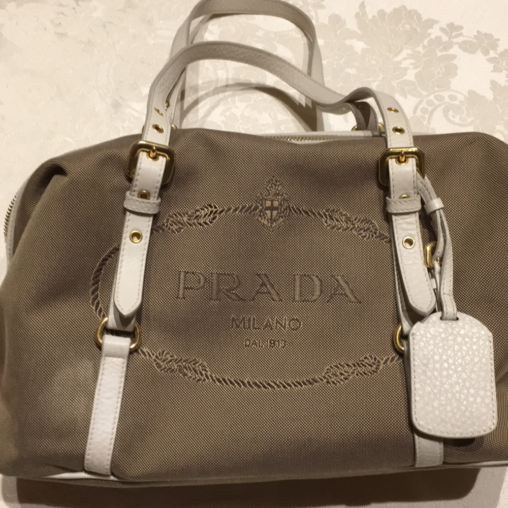 Prada Logo Jacquard Handbag - Picture 1 of 8