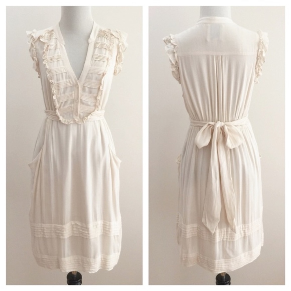 Anthropologie Cream Rustic Dress