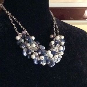 Pretty silver tone and blue beaded necklaces