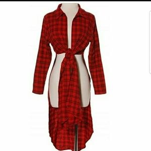 Women's tie flannel shirt