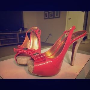 BCBG Pink&Clear Bow-Tie Heels