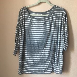 Gray & white striped drapey top