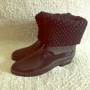 NWOT Melissa Black Tricot Ankle Rain Boots