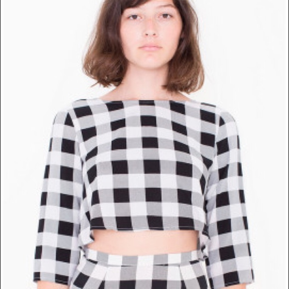 AMERICAN APPAREL Maddie Printed “Plaid” Crop Top