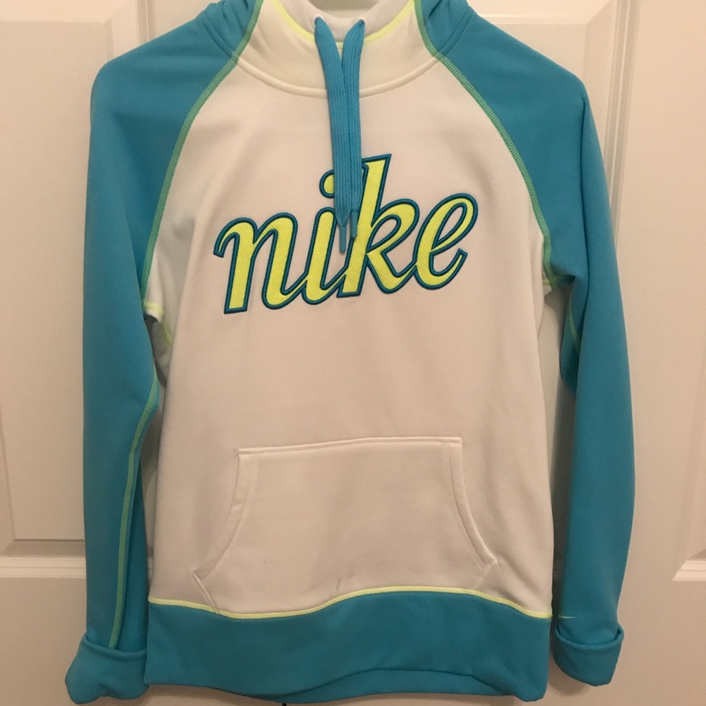Nike blue and neon sweatshirt.