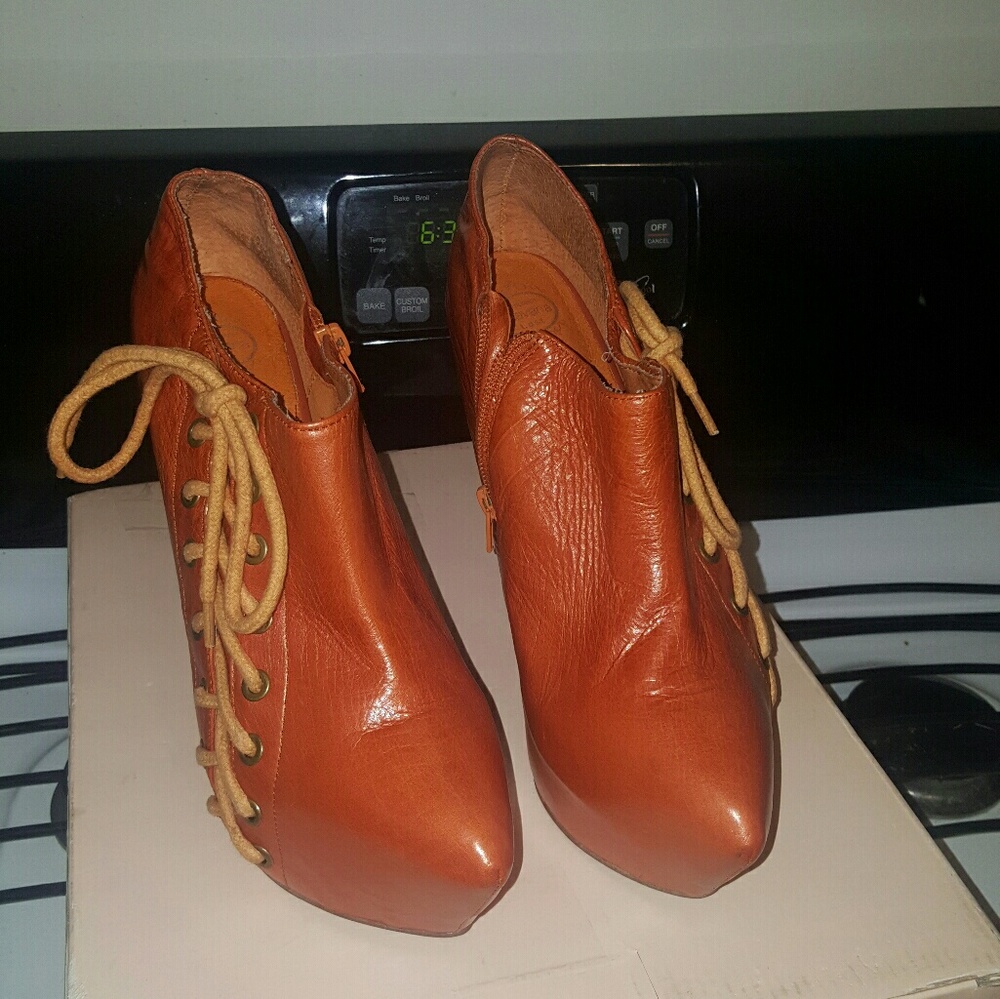 Jeffrey Campbell  "Zup"  wedge, orange, 8