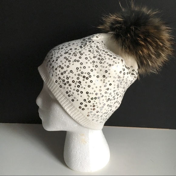 REAL FUR Pom Pom Sequin Hat - Picture 5 of 5