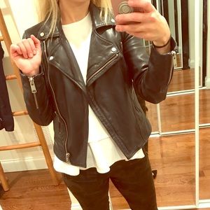Genuine 100% black leather Moto Jacket