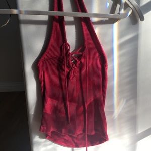 Red Halter Crop Top