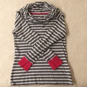Striped cowl neck long sleeve