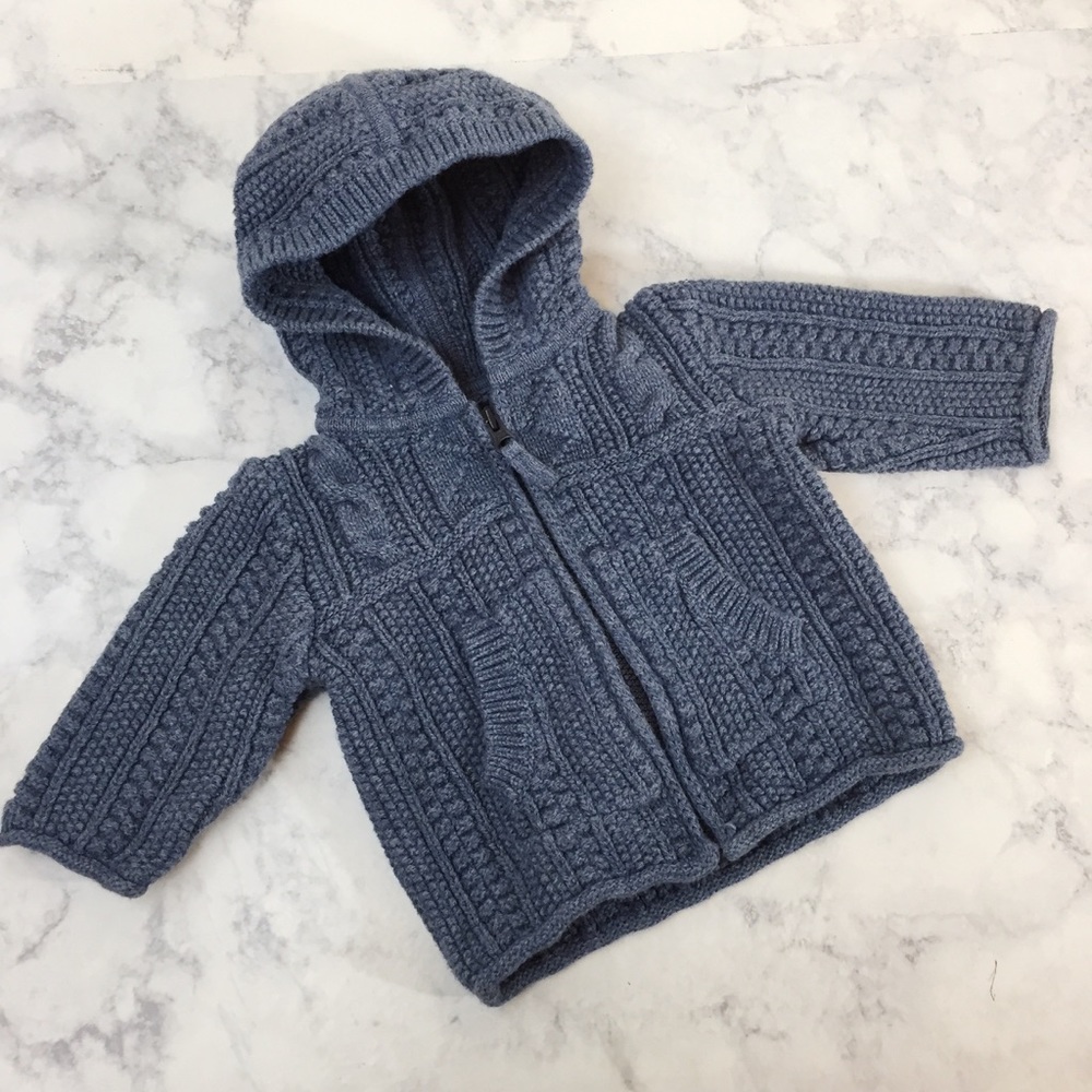 Baby GAP Blue Knit Hooded Sweater 0-3 Months