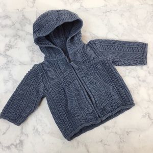Baby GAP Blue Knit Hooded Sweater 0-3 Months
