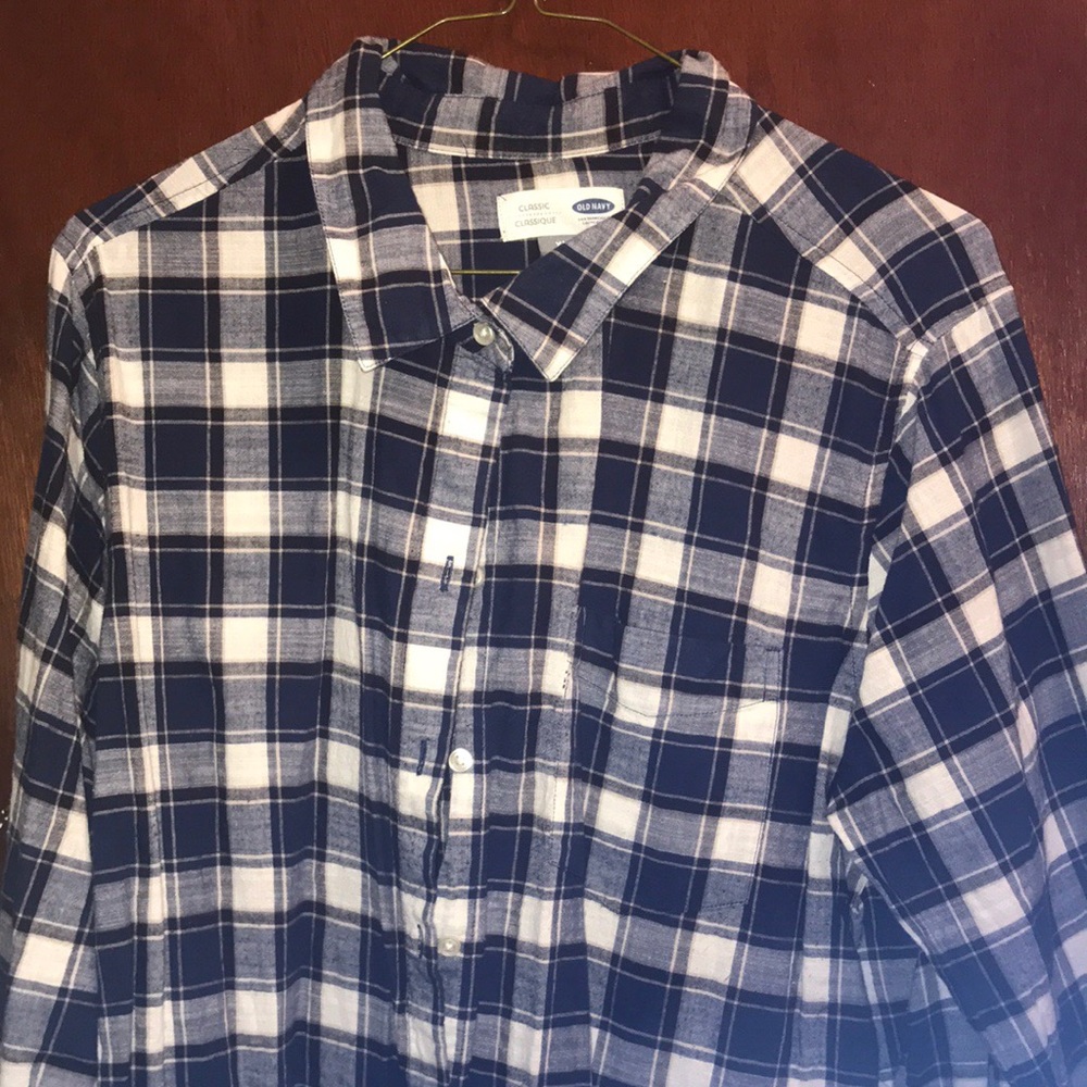 Old Navy blue plaid button down