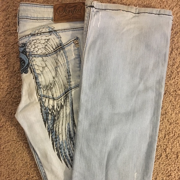 sinful jeans with angel wings