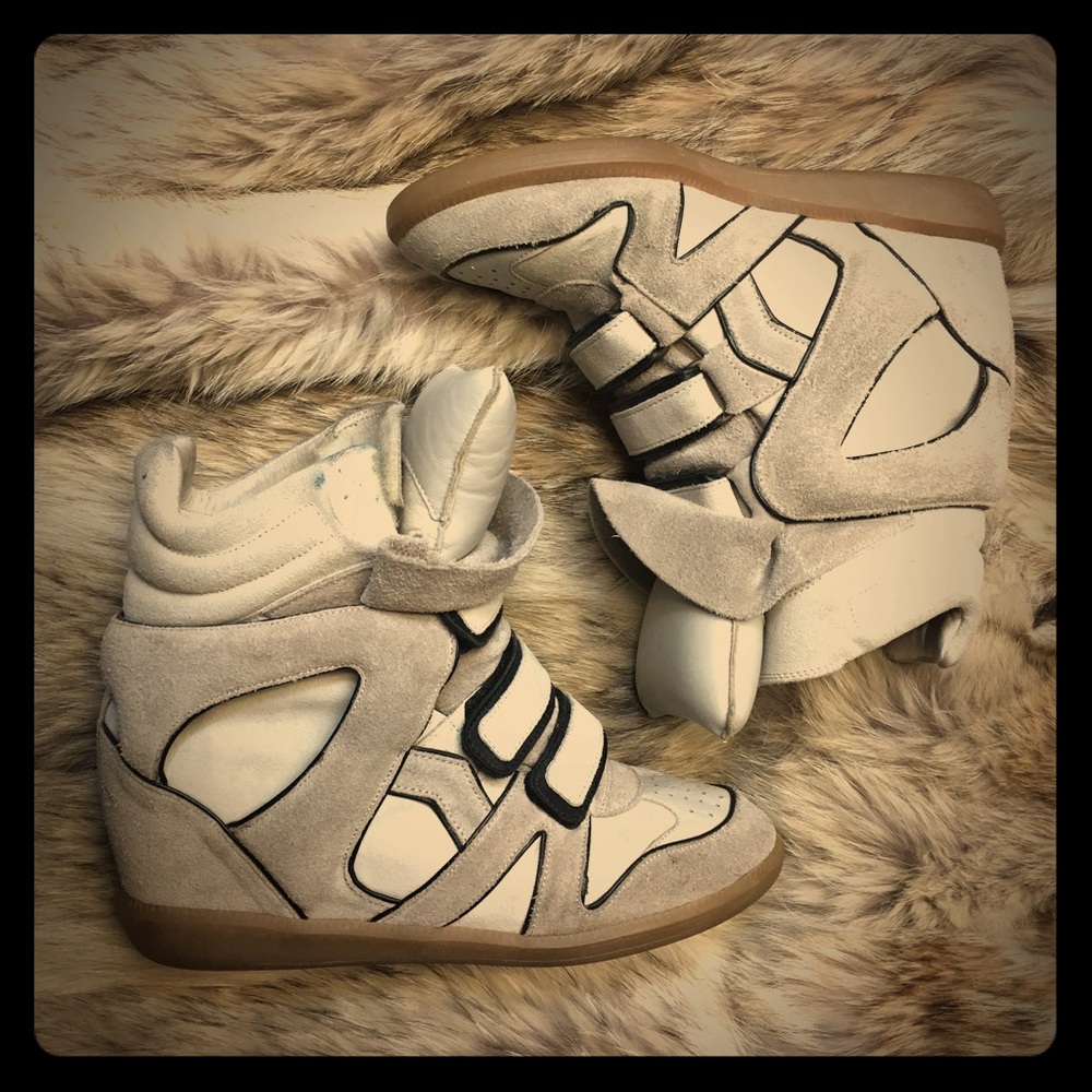 $650 Isabel Marant "Willa" Suede Leather Sneakers