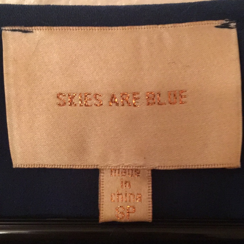 Skies Are Blue Navy Dress w/ Gold Beaded Neckline - Picture 4 of 4
