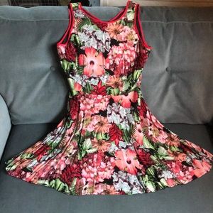 Floral, mid-thigh dress, swingy and whimsical