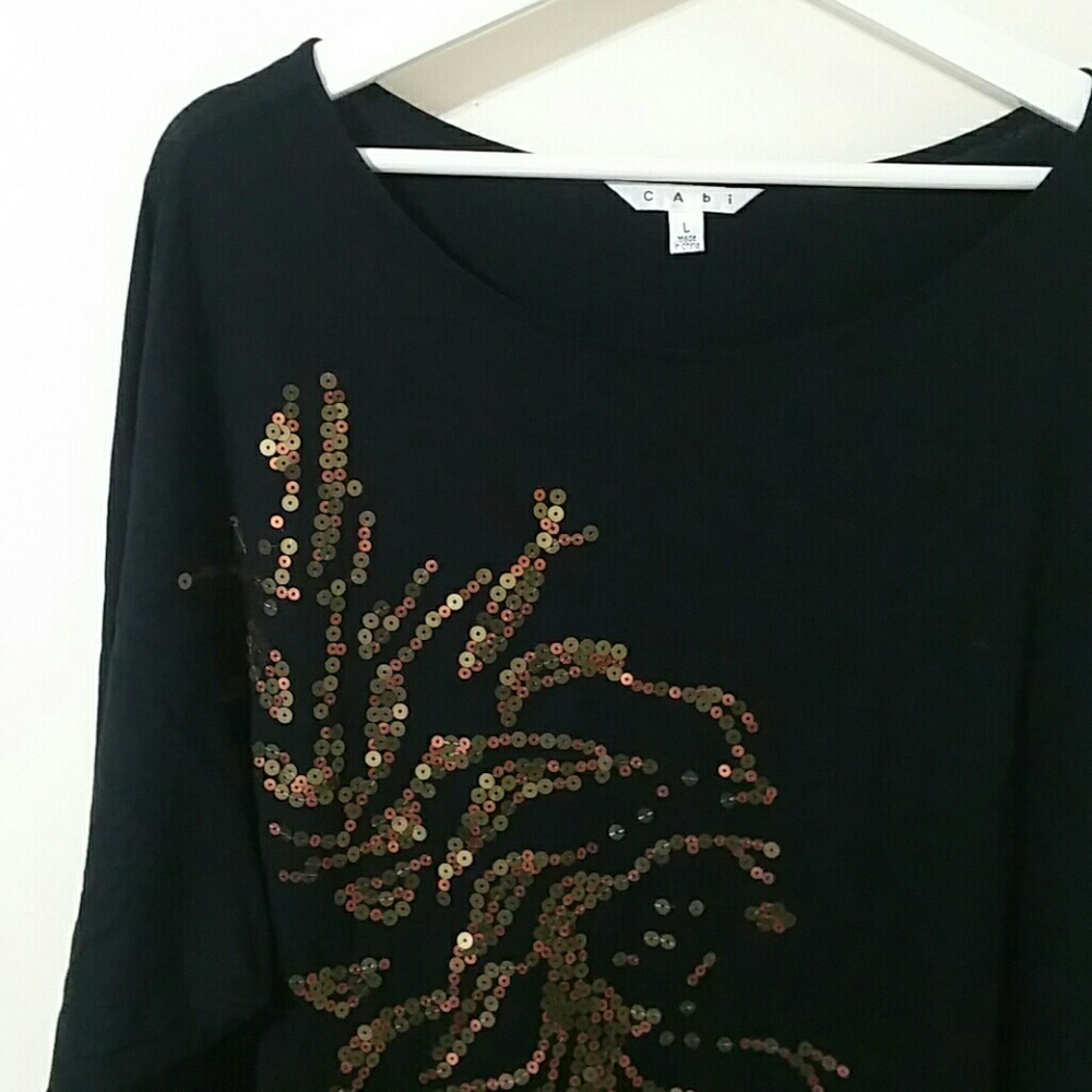 Cabi 3/4 sleeve dolman style sequin top