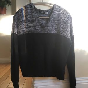 Black + Grey Color Blocked Knitted Sweater