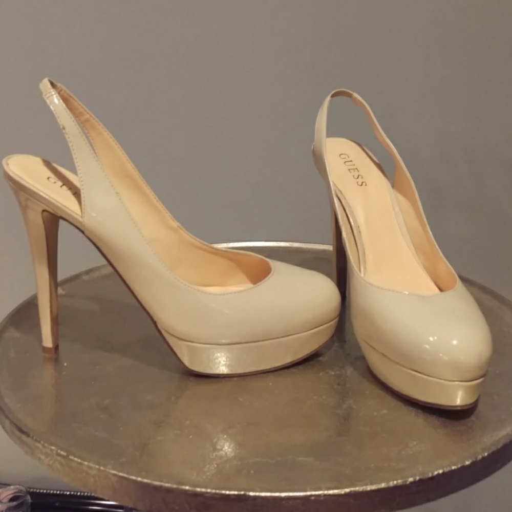 Guess nude sling-back heels