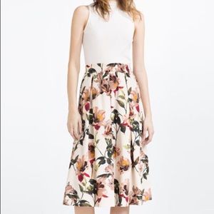 ZARA Floral Midi Skirt