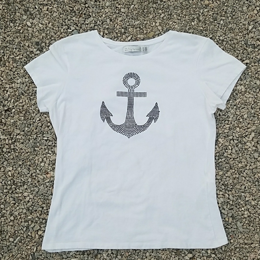 XL white T-shirt with pretty stones from ZARA