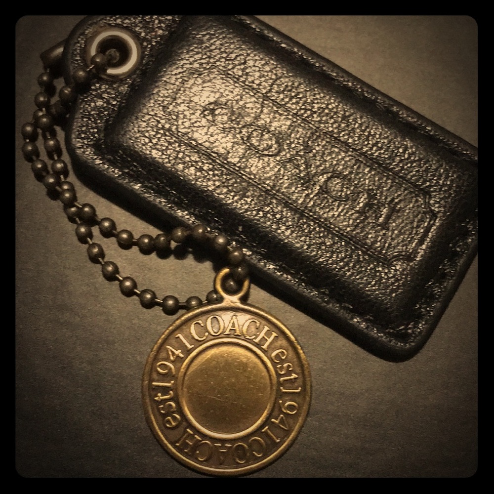 Authentic New Coach Black Leather Hangtag.